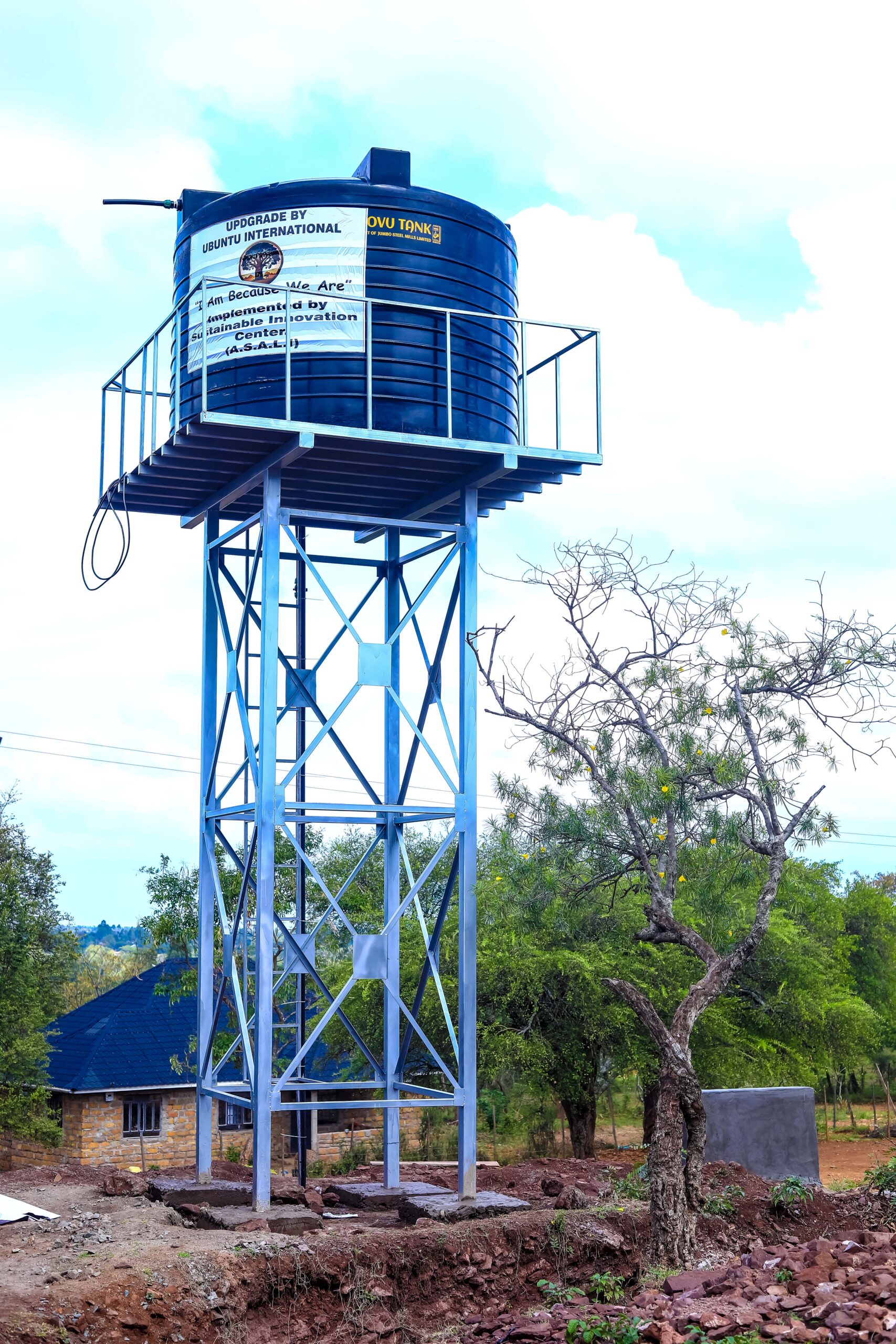 Solar-powered borehole and community water tanks