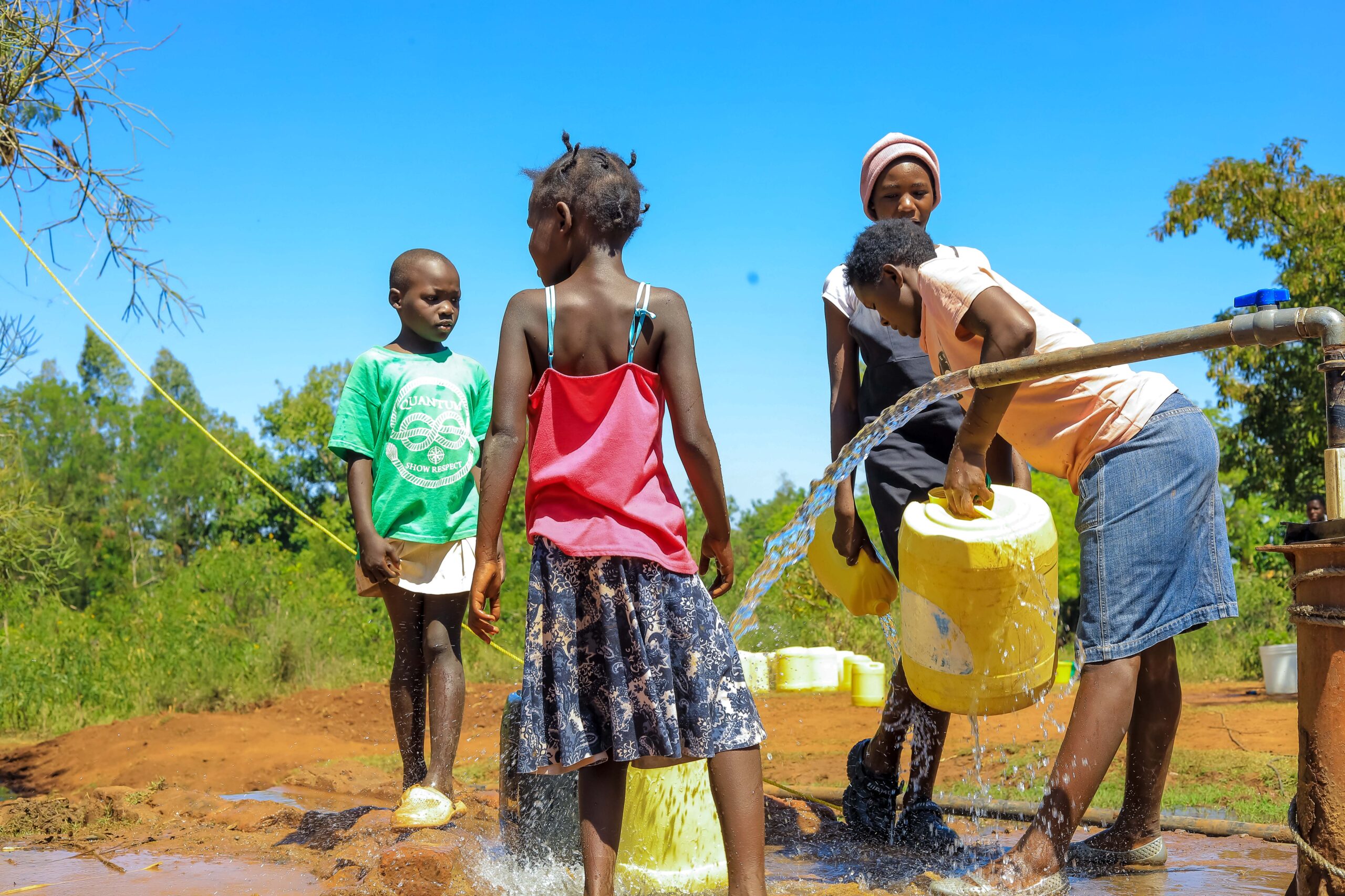 Family using clean, safe water at home
